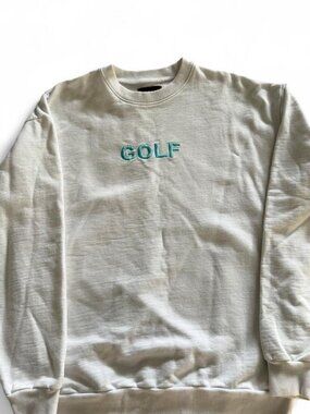 Golf Wang Embroidered Logo Crewneck Sweatshirt Off White Cream Men's Size Medium